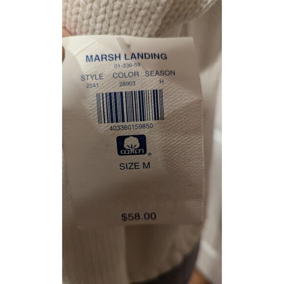 Marsh Landing Cream Cotton Knit Cardigan Sweater 2000 Logo Size M - Picture 4 of 8